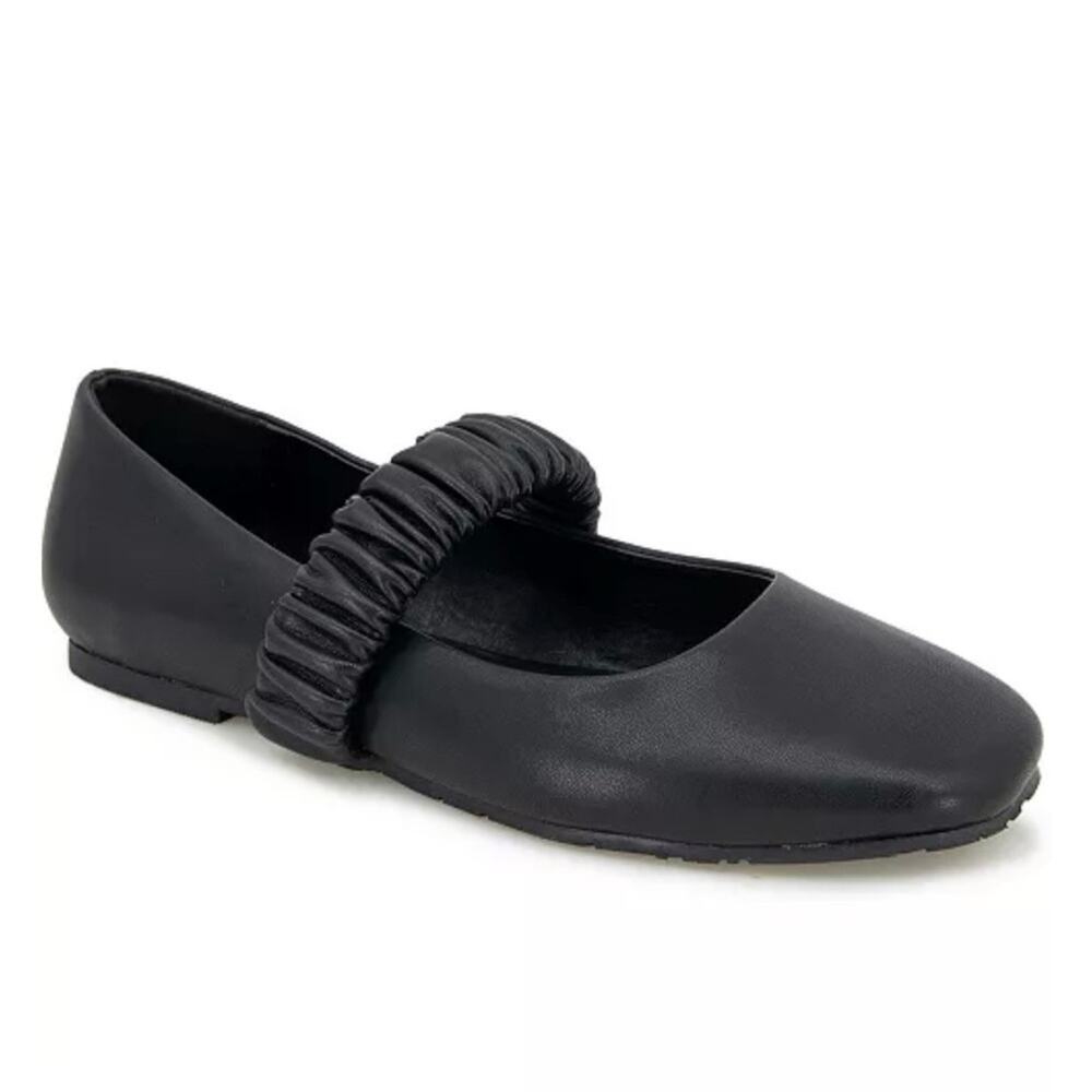 Kenneth Cole Reaction Elema Black Ballet Flats w/ Scrunched Strap Size 10